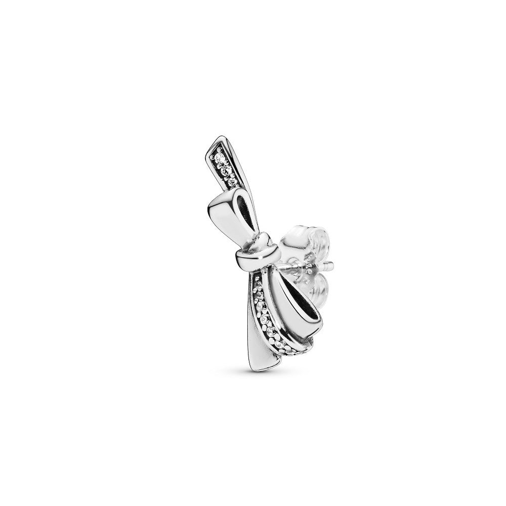 Aretes Pendientes Pandora Tipo Topo Lazo Brillante 297234CZ Plata 925