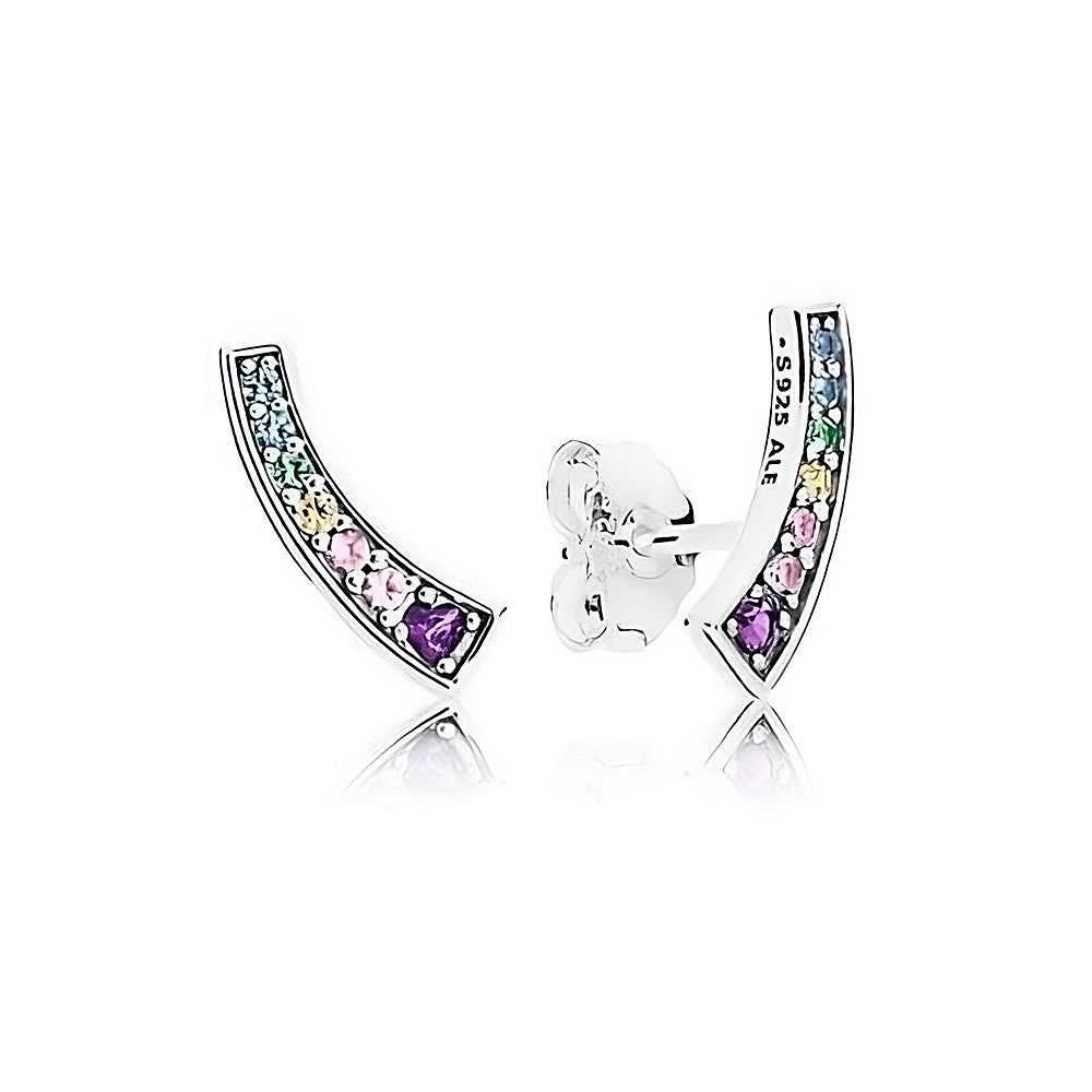 Aretes Pendientes Pandora de Dije Arcos Multicolor  297077NRPMX Plata 925