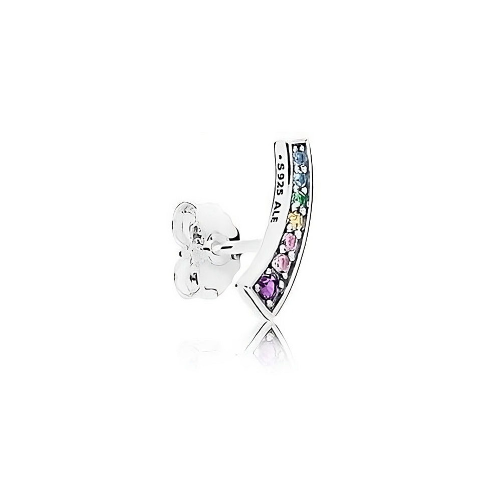 Aretes Pendientes Pandora de Dije Arcos Multicolor  297077NRPMX Plata 925