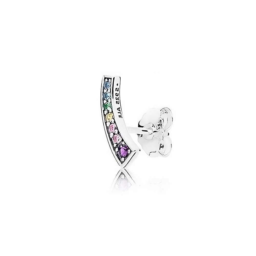 Aretes Pendientes Pandora de Dije Arcos Multicolor  297077NRPMX Plata 925