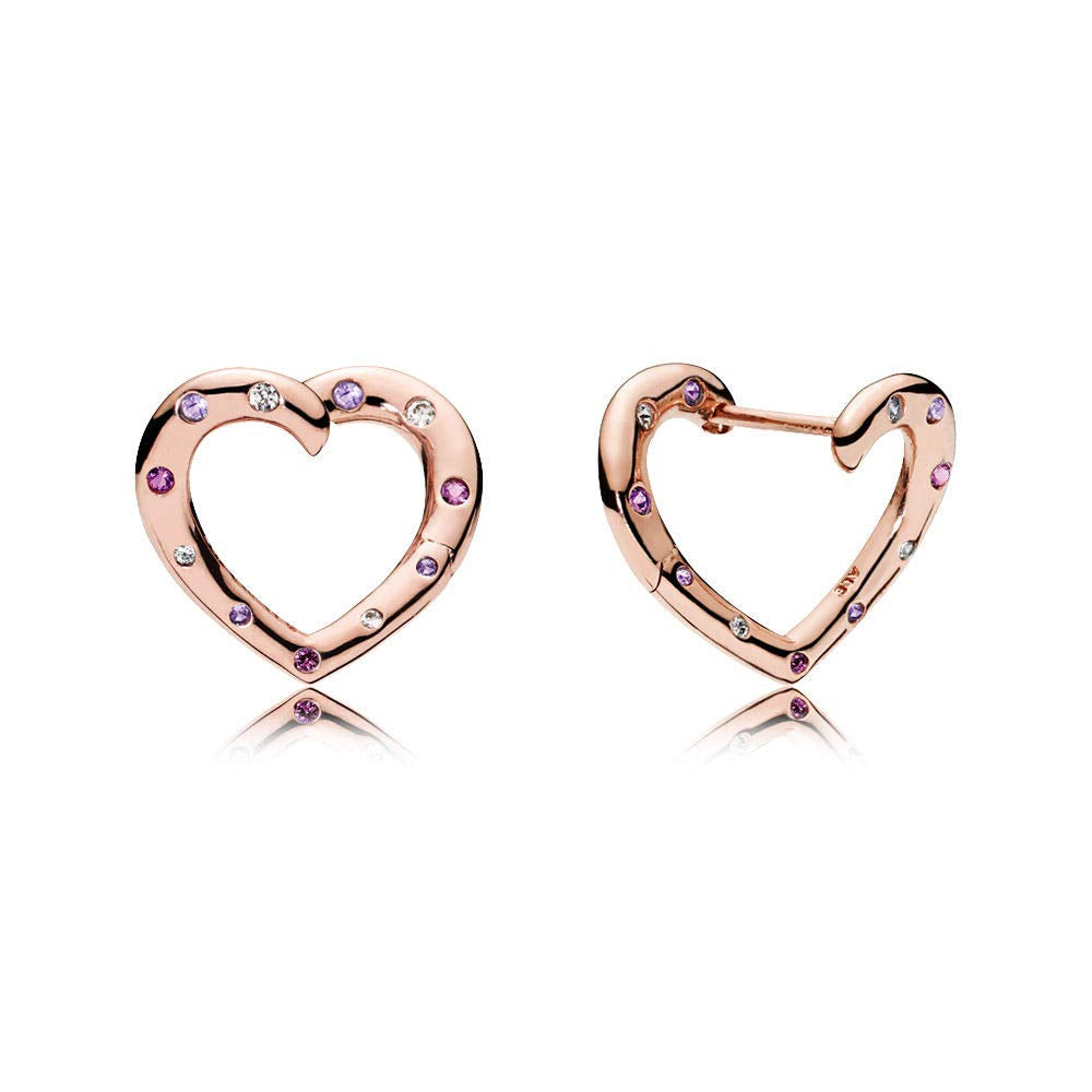 Aretes Pendientes Pandora Aro de Corazones Rosa Brillantes 287231NRPMX Chapados en Oro Rosa