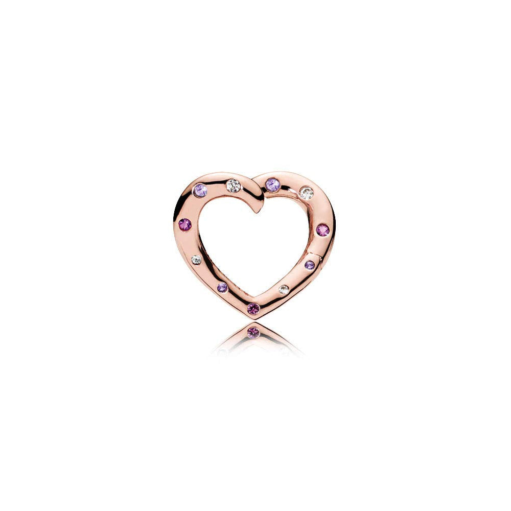 Aretes Pendientes Pandora Aro de Corazones Rosa Brillantes 287231NRPMX Chapados en Oro Rosa