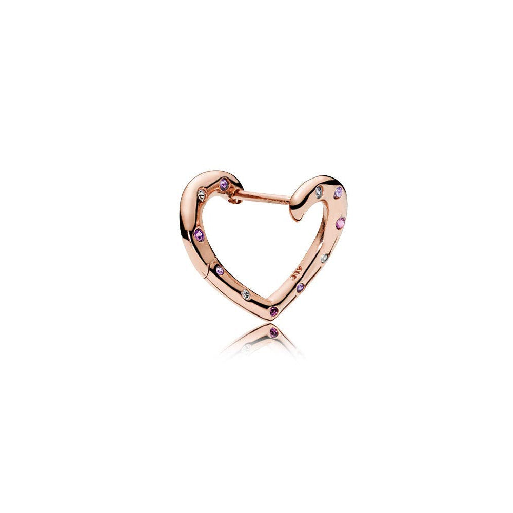 Aretes Pendientes Pandora Aro de Corazones Rosa Brillantes 287231NRPMX Chapados en Oro Rosa