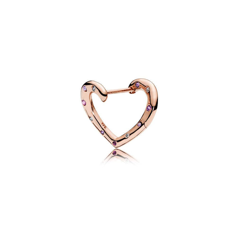 Aretes Pendientes Pandora Aro de Corazones Rosa Brillantes 287231NRPMX Chapados en Oro Rosa