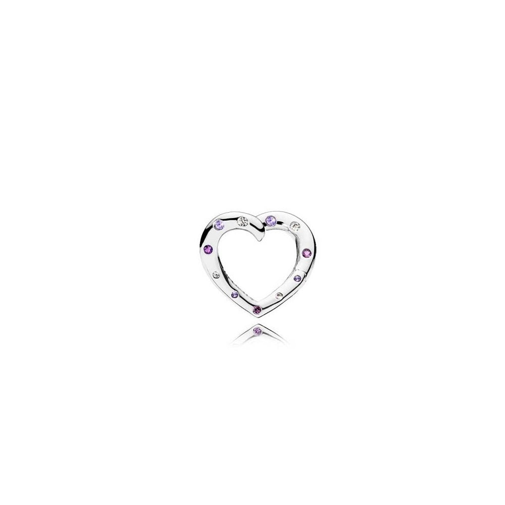 Aretes Pendientes Pandora Aro de Corazones Plateado Brillantes 297231NRPMX Plata 925