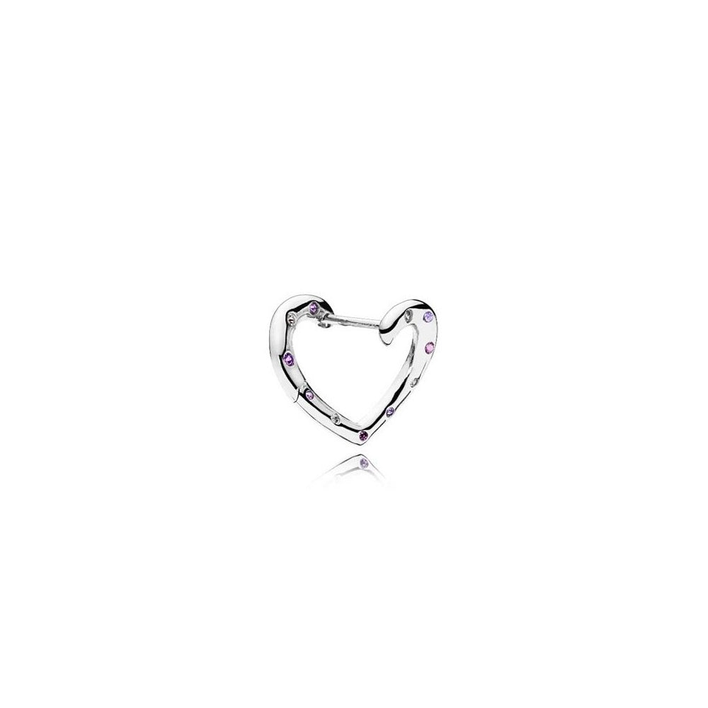 Aretes Pendientes Pandora Aro de Corazones Plateado Brillantes 297231NRPMX Plata 925