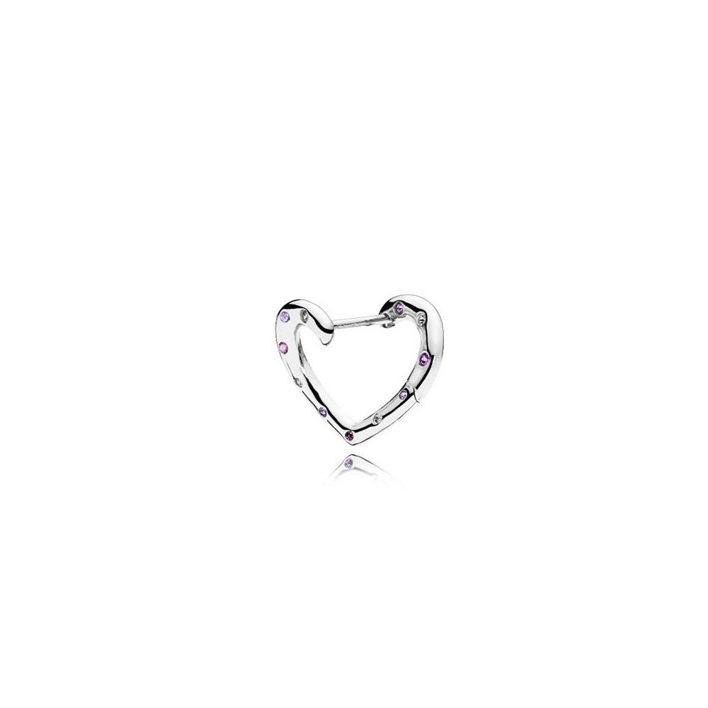 Aretes Pendientes Pandora Aro de Corazones Plateado Brillantes 297231NRPMX Plata 925