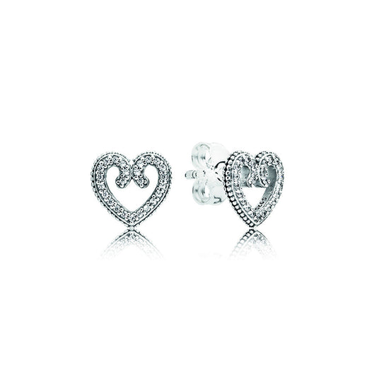 Aretes Pendientes Pandora de Corazones Circonica Transparente 297099CZ Plata 925