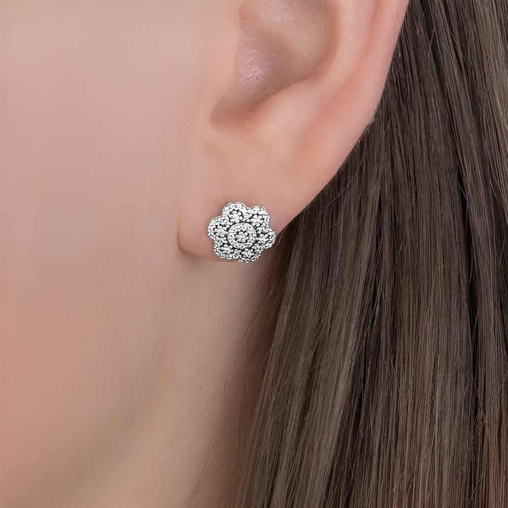 Aretes Pendientes Pandora Botones de Flores Cristalizadas 290732CZ Plata 925