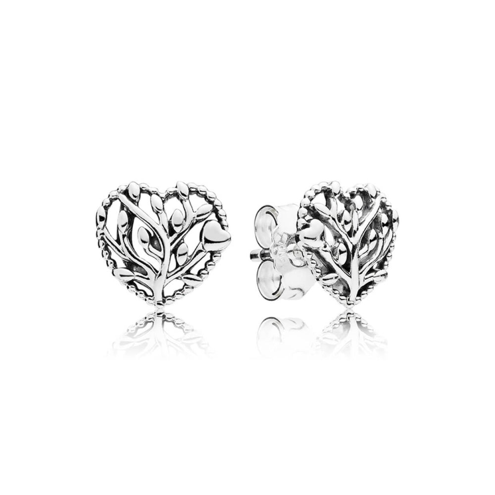 Aretes Pendientes Pandora con Diseño de Arbol de Amor y Corazones 297085 Plata 925