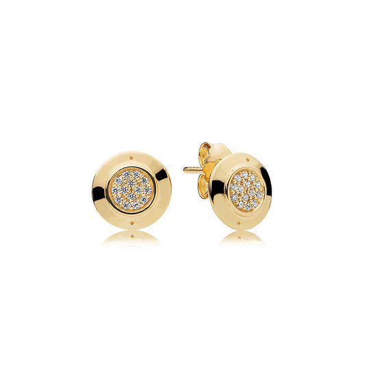 Aretes Pendientes Pandora Elegantes Firma con Logotipo Dorados 260559C Plata 925