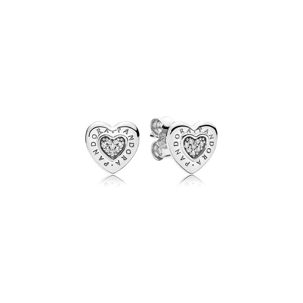 Aretes Pendientes Pandora Corazones Insignia Pandora Circonita Transparente 297382CZ Plata 925