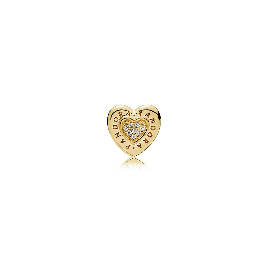 Aretes Pendientes Pandora Corazon Dorado Genuino con Circonitas 267382CZ Plata 925