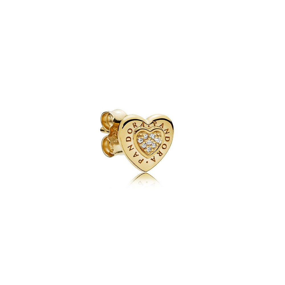 Aretes Pendientes Pandora Corazon Dorado Genuino con Circonitas 267382CZ Plata 925