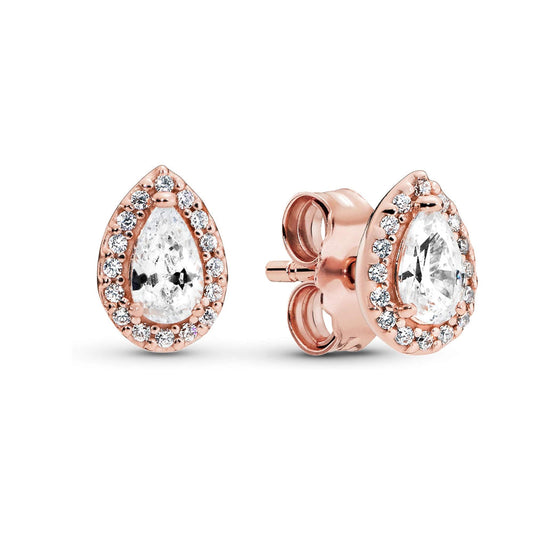 Aretes Pendientes Pandora Rose Lagrima Brillante Con Detalles en Circonita 286252CZ Plata 925