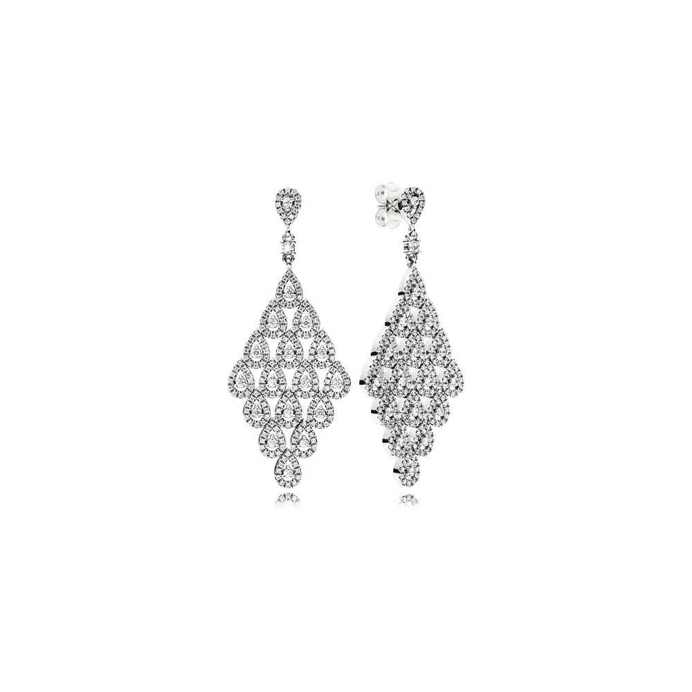 Aretes Pendientes Pandora Cascada Brillante Estilo Clasico 296321CZ Plata 925