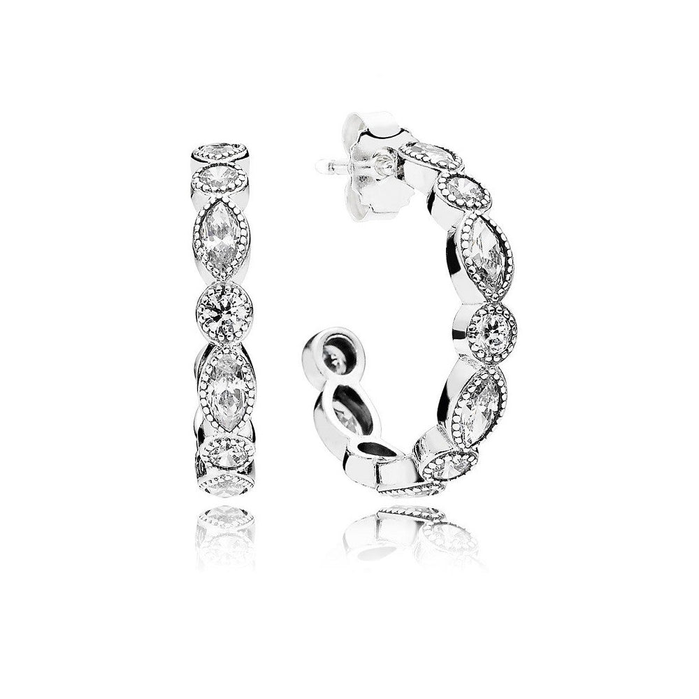 Aretes Pendientes Pandora Circulo de Lagrimas Brillantes 290724CZ Plata 925