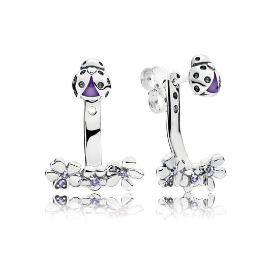 Aretes Pendientes Pandora Doble Uso Pradera de Mariquitas 297123NLC Plata 925