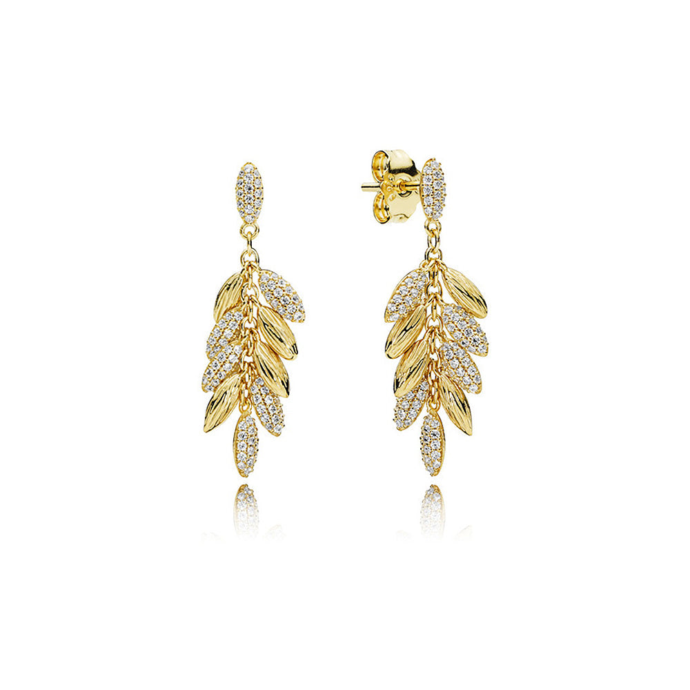 Aretes Pendientes Pandora Semillas Flotantes Brillantes 267674CZ  Plata 925 y Oro 14k