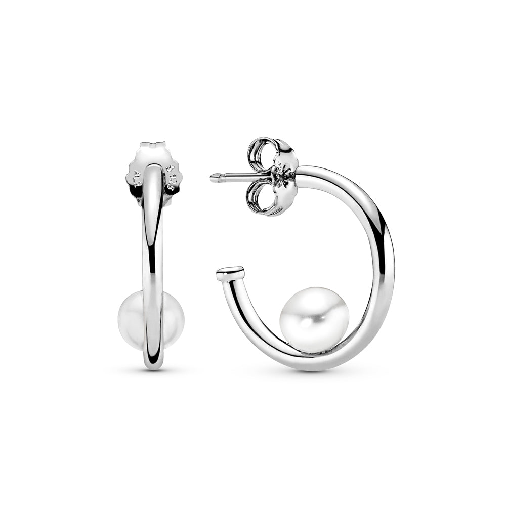 Aretes Pendientes Pandora Aro de Perlas con Circonita Transparente 297528P Plata 925