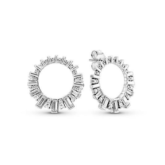 Aretes Pendientes Pandora "Belleza Glaciar" Circulo de Hielos 297545CZ Plata 925