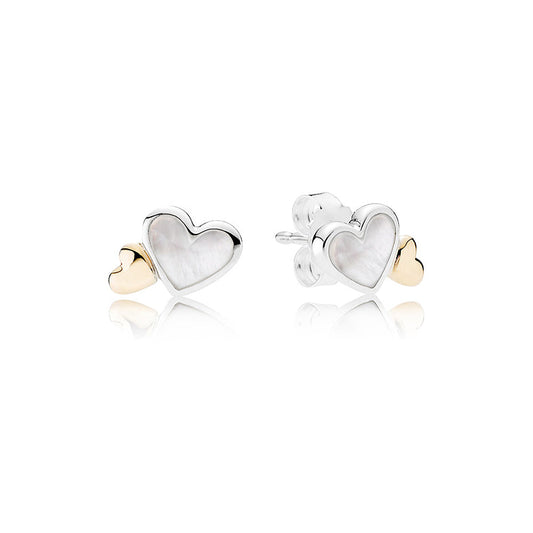 Aretes Pendientes Pandora Tipo Topo Corazones Gemelos 290697MOP Plata 925