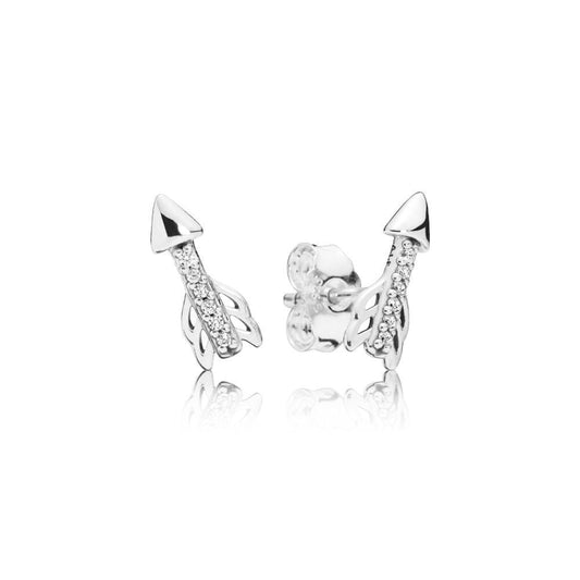 Aretes Pendientes Pandora Tipo Topo Flecha Brillante 297828CZ Plata 925