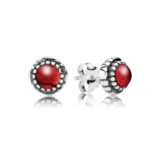 Aretes Pendientes Pandora Cumpleaños Enero - Granates Naranja 290543GA Plata 925