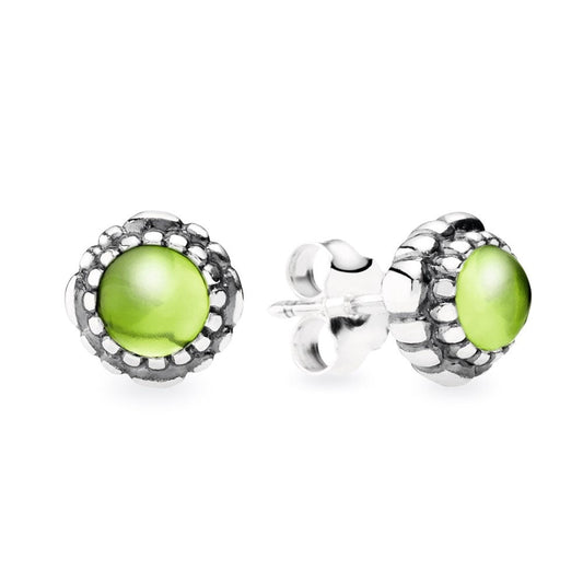 Aretes Pendientes Pandora Cumpleaños Agosto - Peridoto 290543PE Plata 925