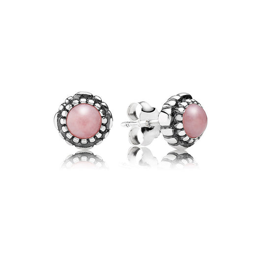 Aretes Pendientes Pandora Cumpleaños Octubre - Opalo Rosa 290543POP Plata 925