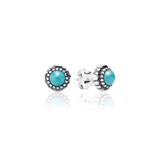 Aretes Pendientes Pandora Cumpleaños Diciembre - Turquoise 290543TQ Plata 925