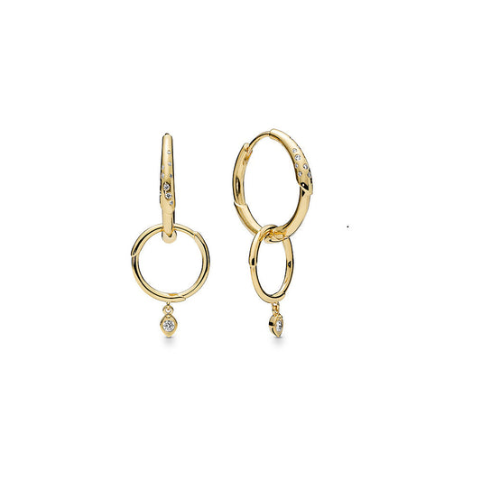 Aretes Pendientes Pandora de Aro con Forma de Corazon 267927CZ Chapado en Oro 18K