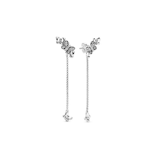 Aretes Pendientes Pandora Mariposas con Circonitas Cubicas Transparentes 297964CZ Plata 925