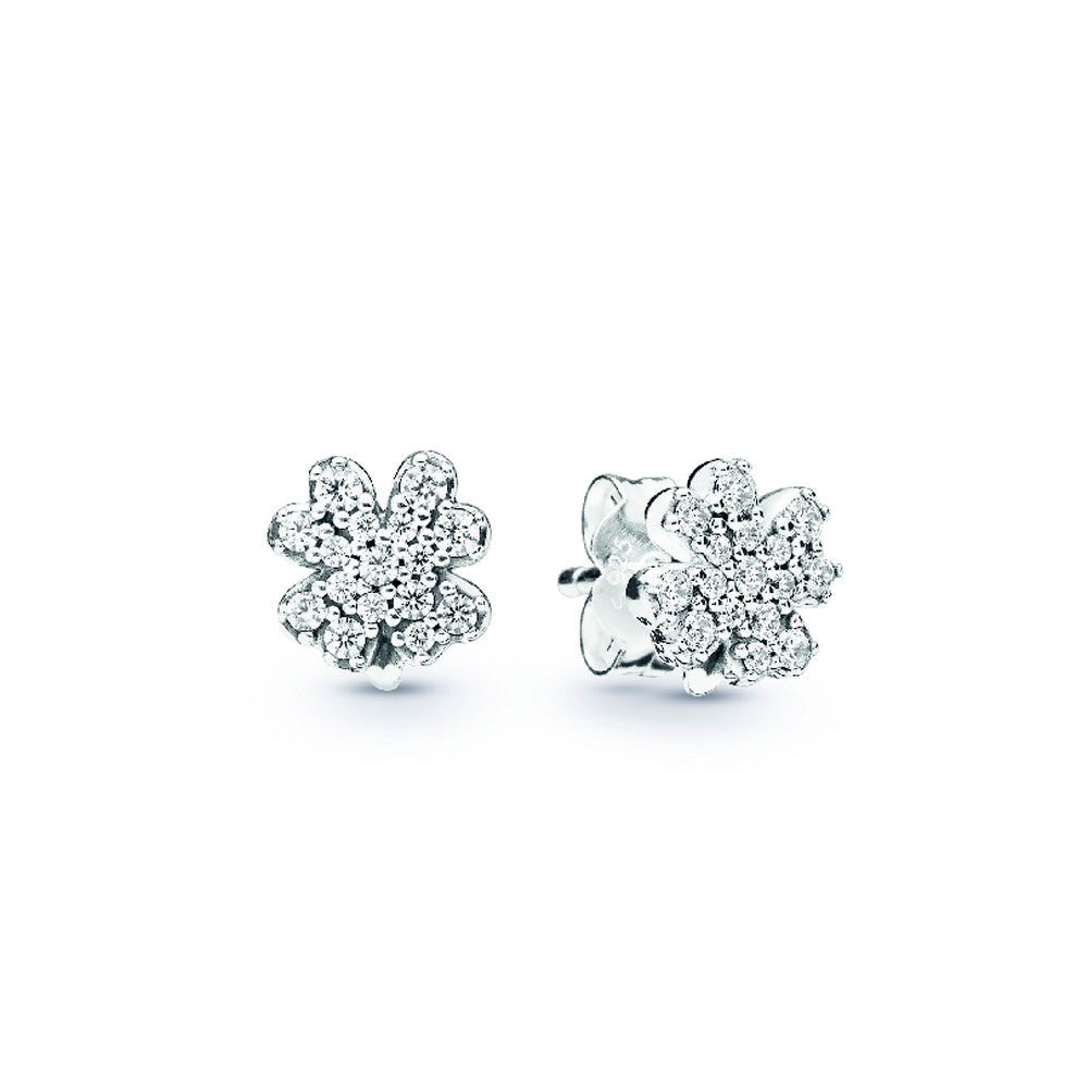 Aretes Pendientes Pandora Flor de Trebol Radiante 297944CZ Plata 925