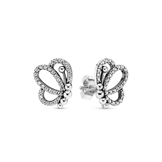 Aretes Pendientes Pandora Contorno de Mariposa Circonita Cubica 297912CZ Plata 925