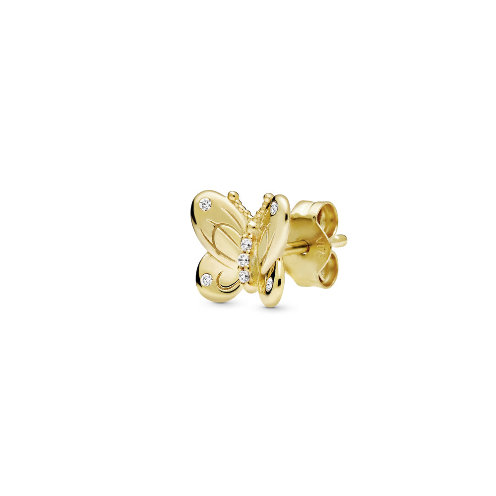 Aretes Pendientes Pandora  Mariposas Doradas Brillantes 267921CZ Chapado en Oro 18k