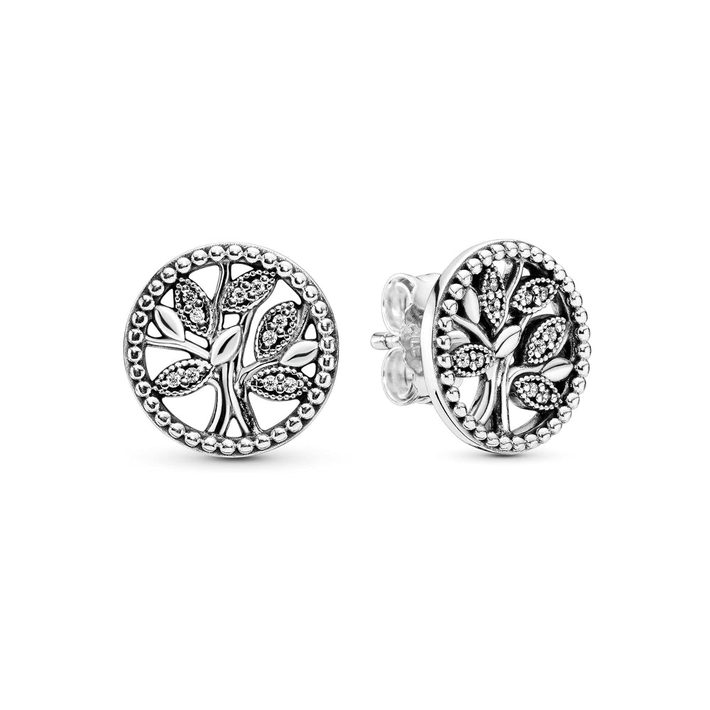 Aretes Pendientes Pandora Arbol de la Vida Circonita Cubica 297843CZ Plata 925