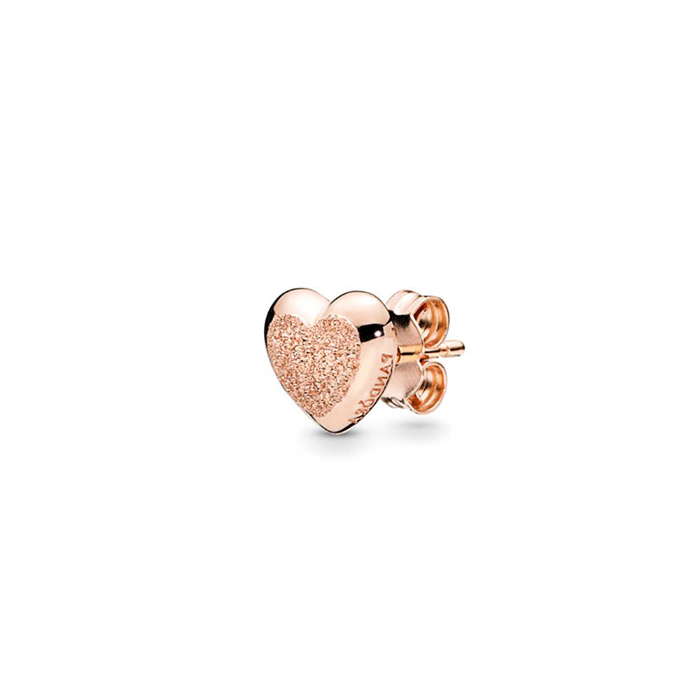 Aretes Pendientes Pandora Corazon Matte Brillante 287928 Oro Rosa 14K