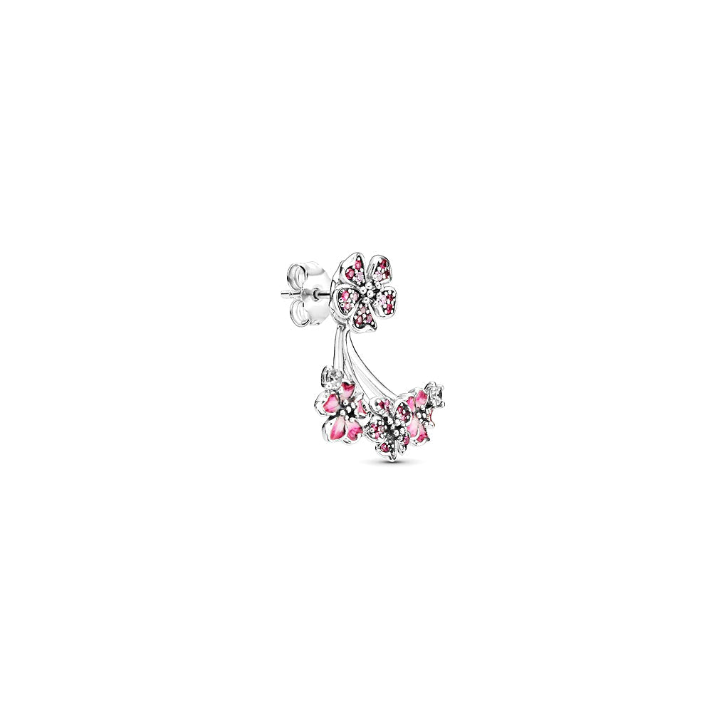 Aretes Pendientes Pandora 298113NCCMX Flor de Cereza Semental Rojo Plata 925