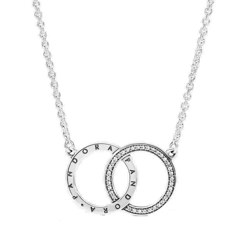 Collar de Cadena Pandora Circulos Entrelazados Color Plateado 5396235CZ en Plata 925 Talla 50cm