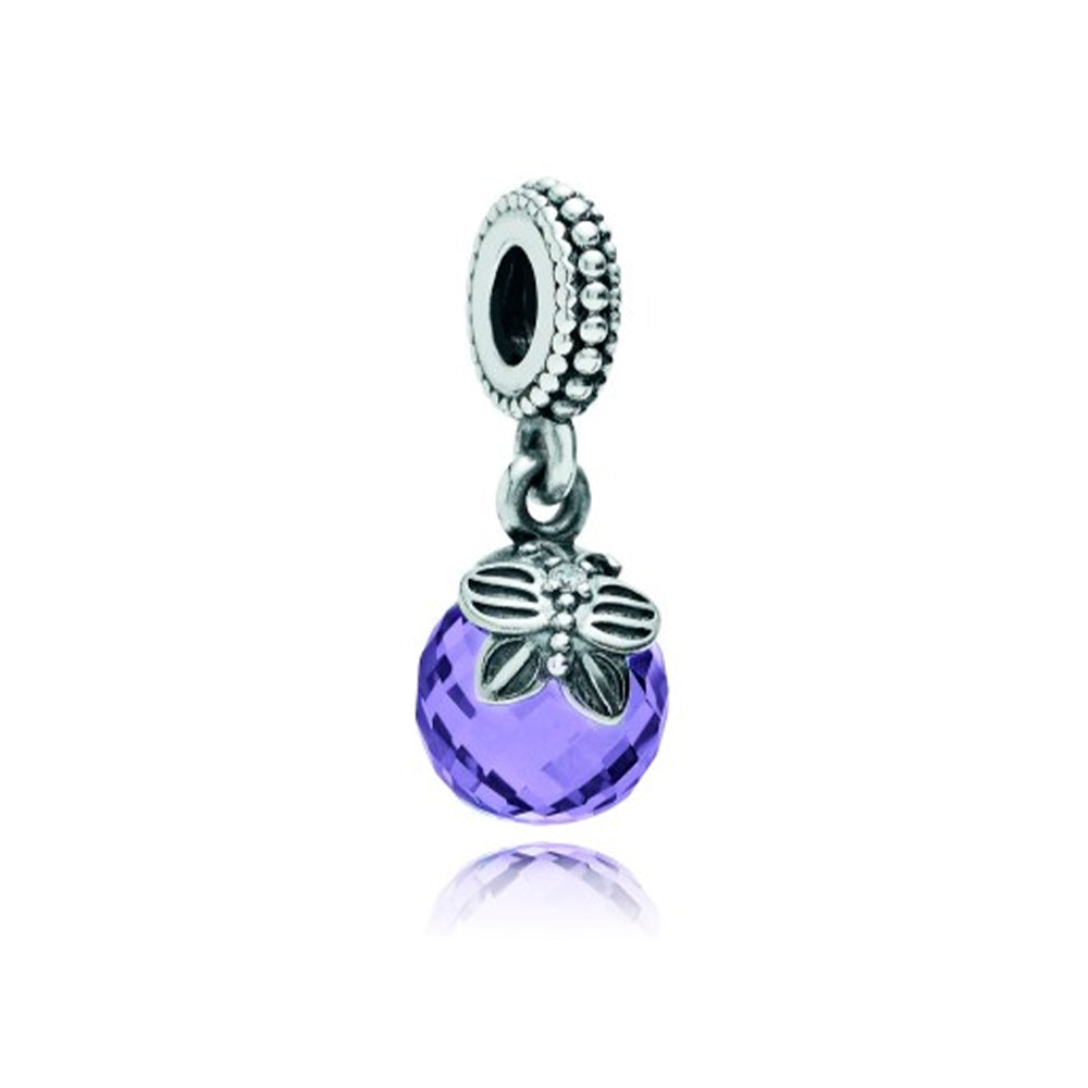 Charm Pandora Original para Mujer 791258ACZ Mariposa de la Mañana con Cuenta Morado en Zirconita