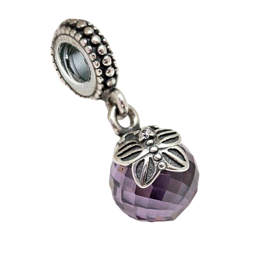 Charm Pandora Original para Mujer 791258ACZ Mariposa de la Mañana con Cuenta Morado en Zirconita