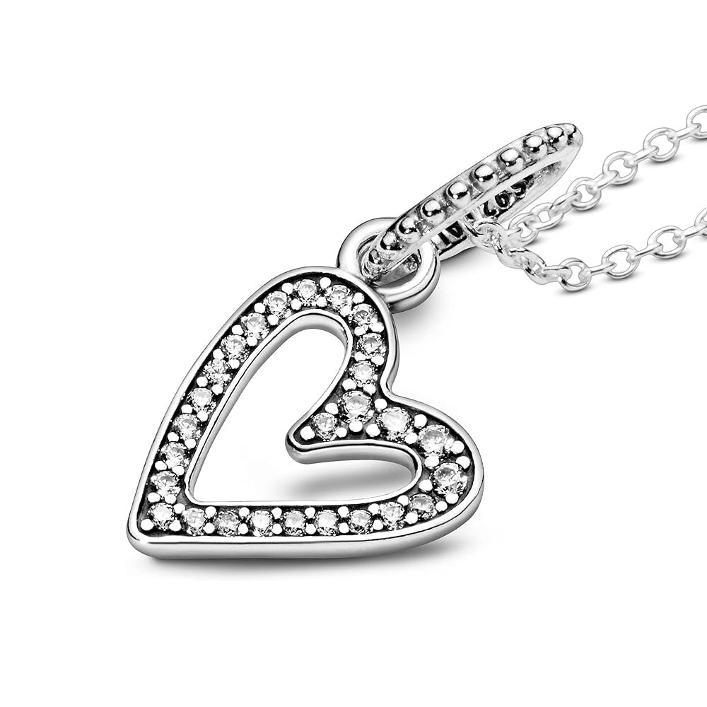 Collar de Cadena Pandora con Colgante De Corazón Brillante A Mano Alzada 398688C01 Talla 50cm