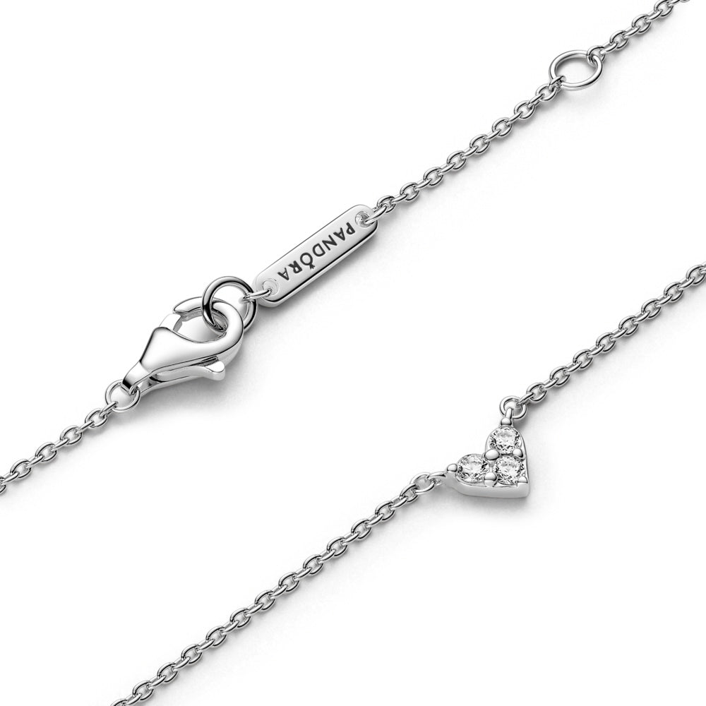 Collar de Cadena Pandora Collier Triple Piedra y Forma de Corazón 393014C01  Plata 925 Talla 45cm