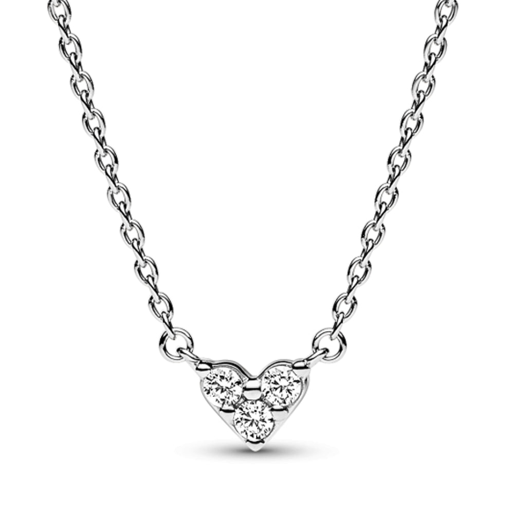 Collar de Cadena Pandora Collier Triple Piedra y Forma de Corazón 393014C01  Plata 925 Talla 45cm