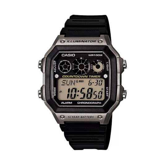 Reloj Digital Casio Original Illuminator AE-1300WH-8AVCF Cuadrado con Correa en Silicona