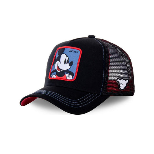 Gorra estilo Beisbol Snapback Malla Mickey Color Negro y Rojo