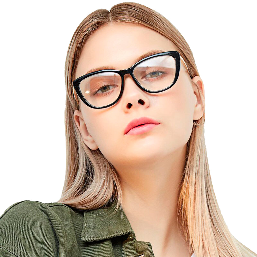 Lentes Oftalmicos Ovalados Soolala con Filtro Azul UV400 Color Negro Para Mujer Talla Unica