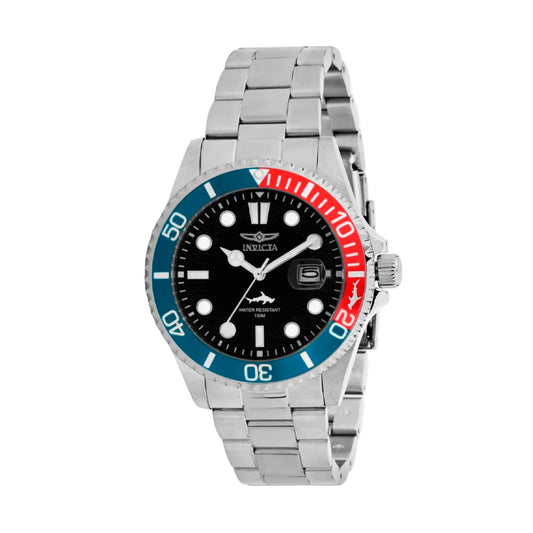 Reloj Análogo Invicta Original 44708 Pro Diver Hombre Acero Plateado Azul y Rojo