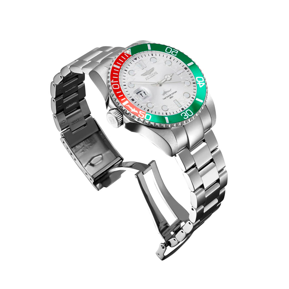 Reloj Análogo Invicta Original 44714 Pro Driver Hombre Acero Plateado Verde-Rojo